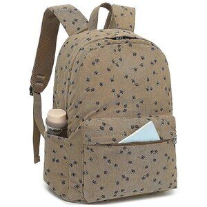 Large Corduroy Bookbag Lightweight 17 inch-Black Floral